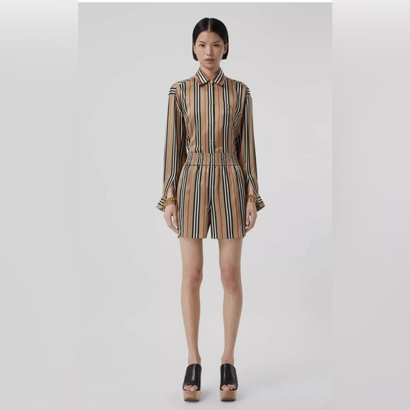 burberry Icon Stripe Silk Shorts size 4 - Picture 1 of 14